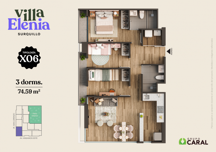 Plano del modelo X06 del proyecto Villa Elenia en Surquillo