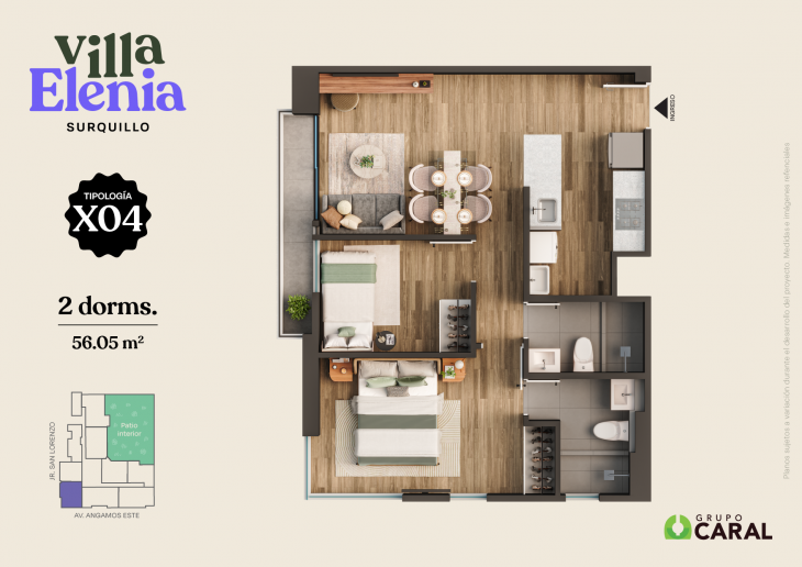 Plano del modelo X4 del proyecto Villa Elenia en Surquillo