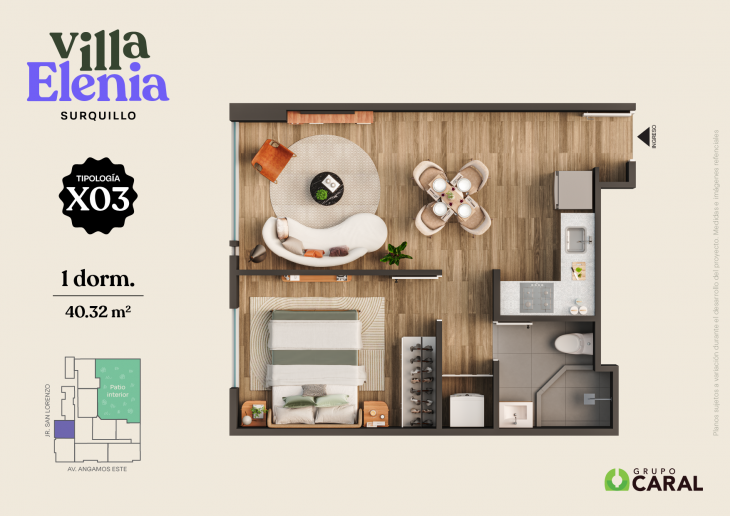 Plano del modelo X3 del proyecto Villa Elenia en Surquillo