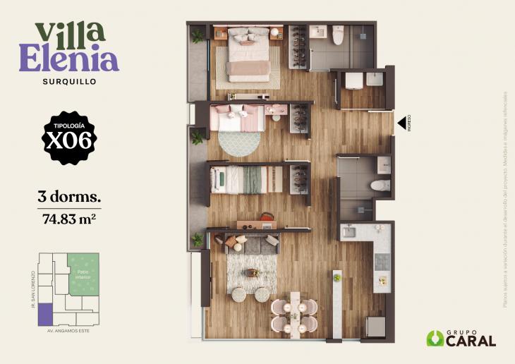 Plano del modelo X6 del proyecto Villa Elenia en Surquillo
