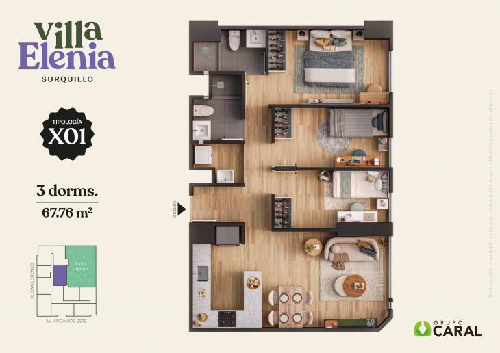 Plano del modelo X01 del proyecto Villa Elenia en Surquillo