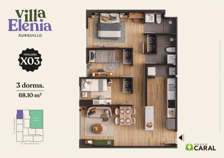 Plano del modelo X03 del proyecto Villa Elenia en Surquillo
