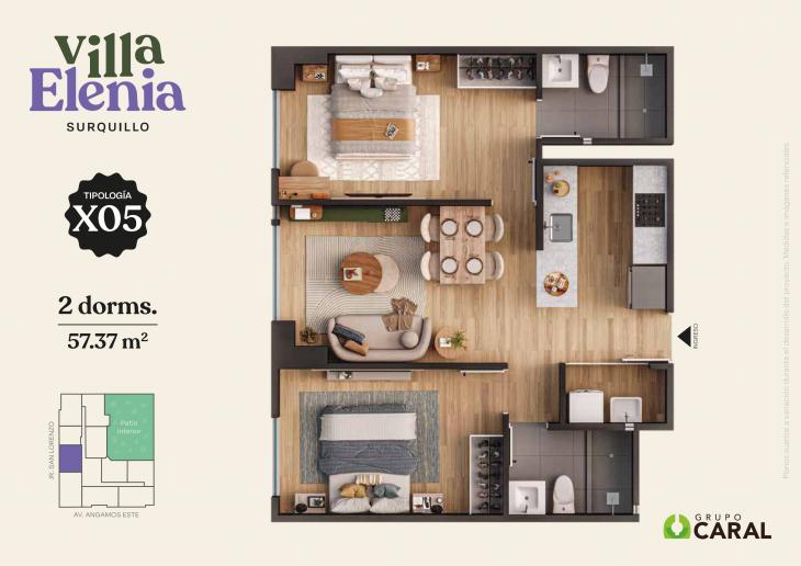 Plano del modelo X05 del proyecto Villa Elenia en Surquillo