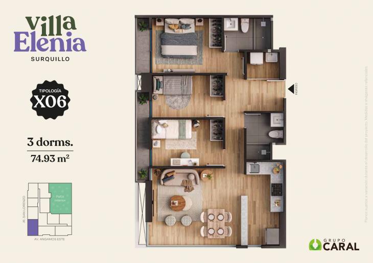 Plano del modelo X06 del proyecto Villa Elenia en Surquillo