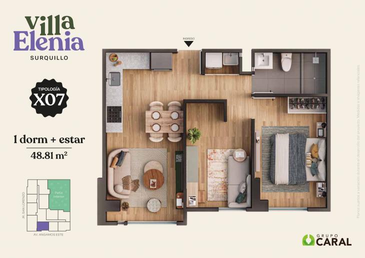 Plano del modelo X07 del proyecto Villa Elenia en Surquillo