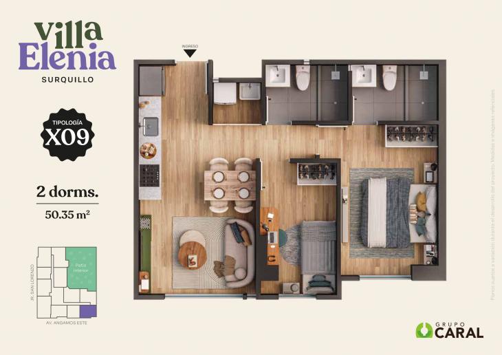 Plano del modelo X09 del proyecto Villa Elenia en Surquillo