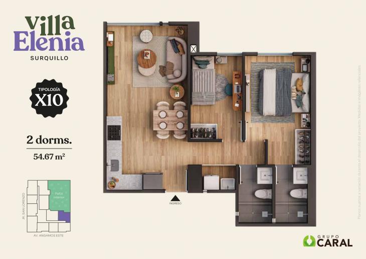 Plano del modelo X10 del proyecto Villa Elenia en Surquillo