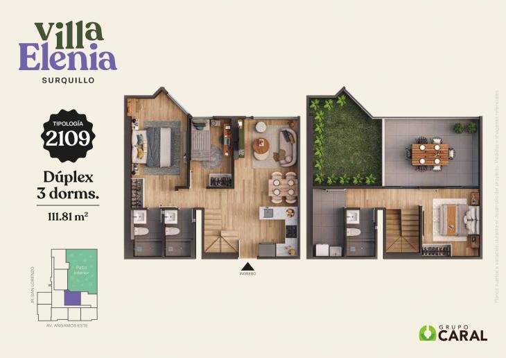 Plano del modelo DÚPLEX 09 del proyecto Villa Elenia en Surquillo