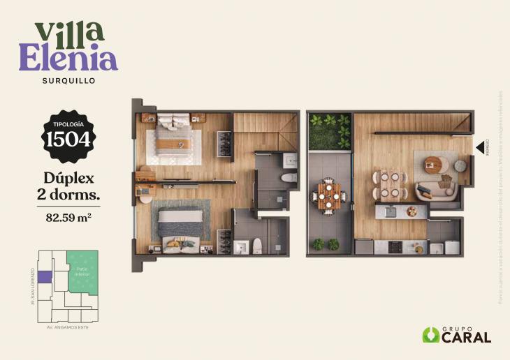 Plano del modelo DÚPLEX 04 del proyecto Villa Elenia en Surquillo