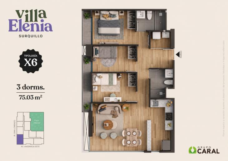 Plano del modelo X6 del proyecto Villa Elenia en Surquillo