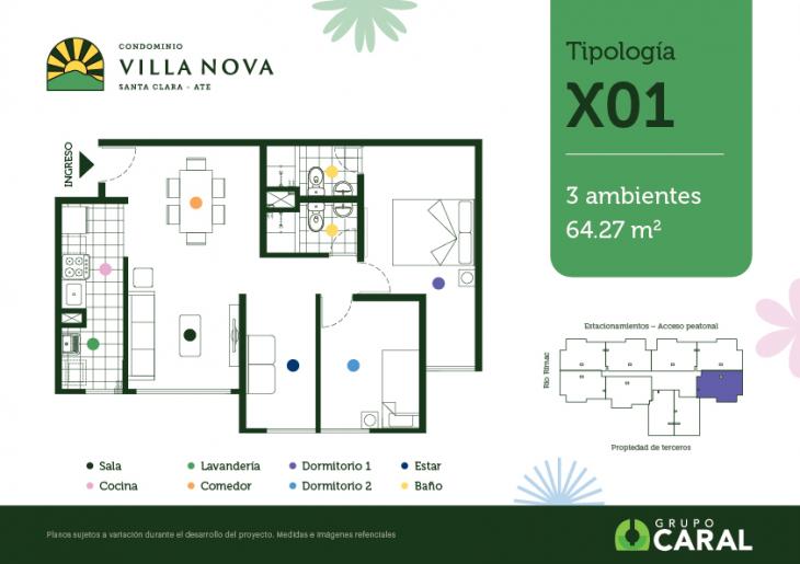Plano del modelo X01 del proyecto Condominio Villa Nova - Santa Clara Ate en Ate