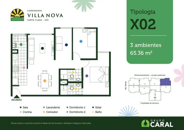 Plano del modelo X02 del proyecto Condominio Villa Nova - Santa Clara Ate en Ate