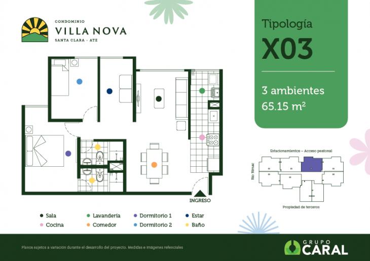 Plano del modelo X03 del proyecto Condominio Villa Nova - Santa Clara Ate en Ate