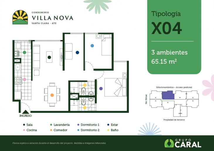 Plano del modelo X04 del proyecto Condominio Villa Nova - Santa Clara Ate en Ate