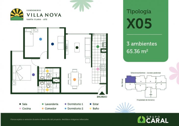 Plano del modelo X05 del proyecto Condominio Villa Nova - Santa Clara Ate en Ate