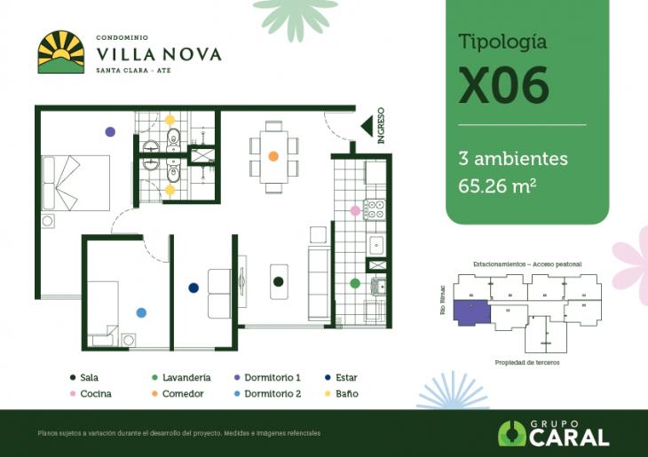 Plano del modelo X06 del proyecto Condominio Villa Nova - Santa Clara Ate en Ate