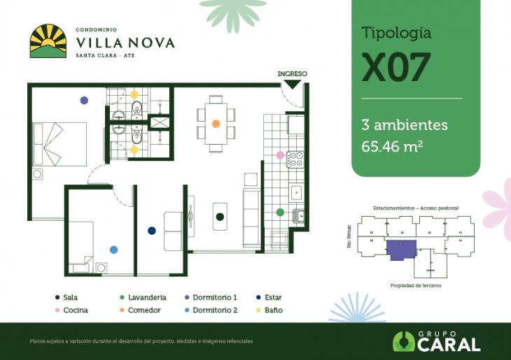 Plano del modelo X07 del proyecto Condominio Villa Nova - Santa Clara Ate en Ate