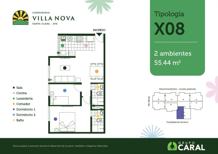 Plano del modelo X08 del proyecto Condominio Villa Nova - Santa Clara Ate en Ate
