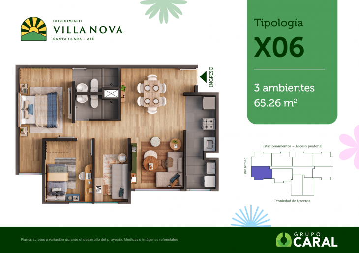 Plano del modelo X06 del proyecto Condominio Villa Nova - Santa Clara Ate en Ate