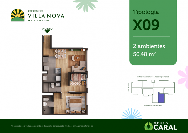 Plano del modelo X09 del proyecto Condominio Villa Nova - Santa Clara Ate en Ate
