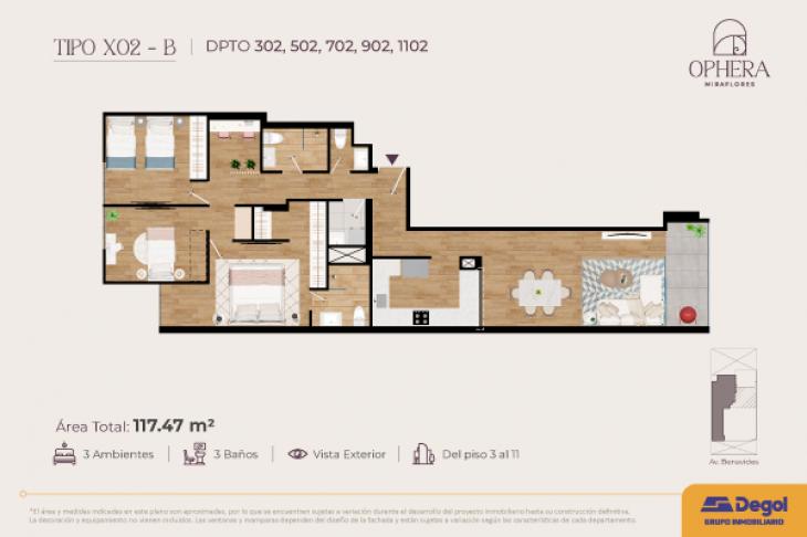 Plano del modelo X02-B del proyecto OPHERA en Miraflores