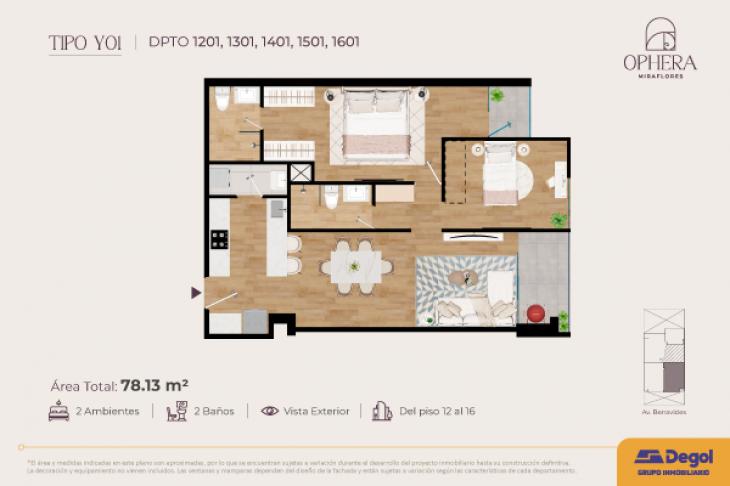 Plano del modelo Y01 del proyecto OPHERA en Miraflores