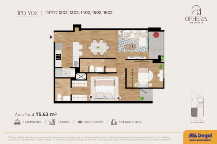 Plano del modelo Y02 del proyecto OPHERA en Miraflores