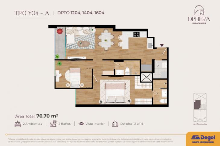 Plano del modelo Y04-A del proyecto OPHERA en Miraflores