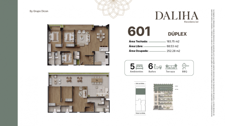 Plano del modelo J del proyecto DALIHA en Santiago De Surco