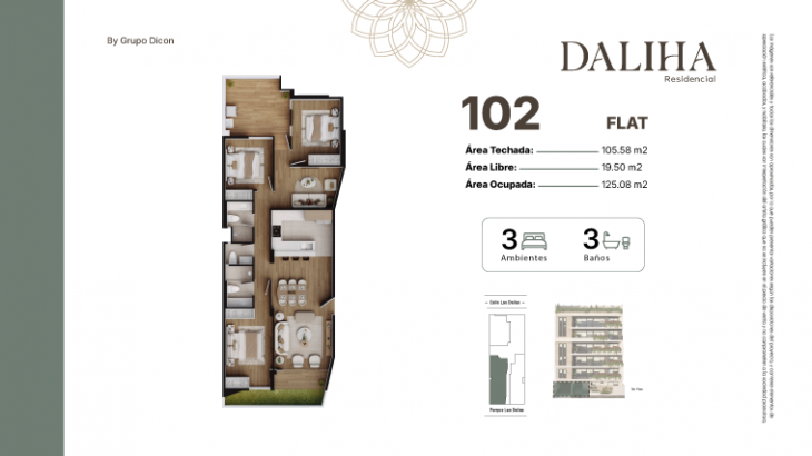 Plano del modelo B del proyecto DALIHA en Santiago De Surco