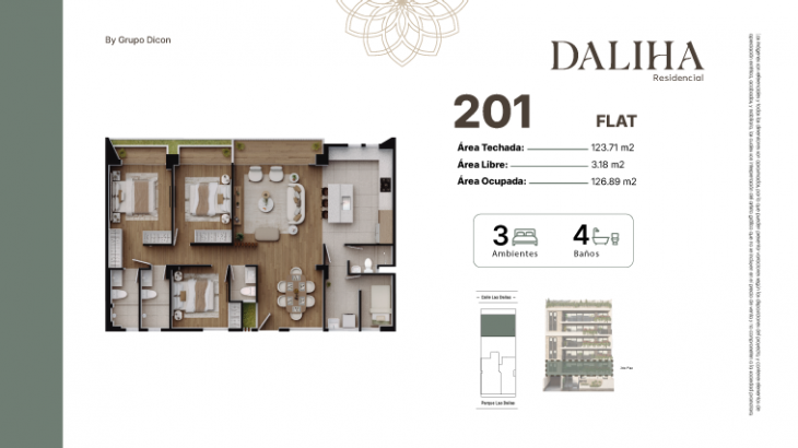 Plano del modelo D del proyecto DALIHA en Santiago De Surco