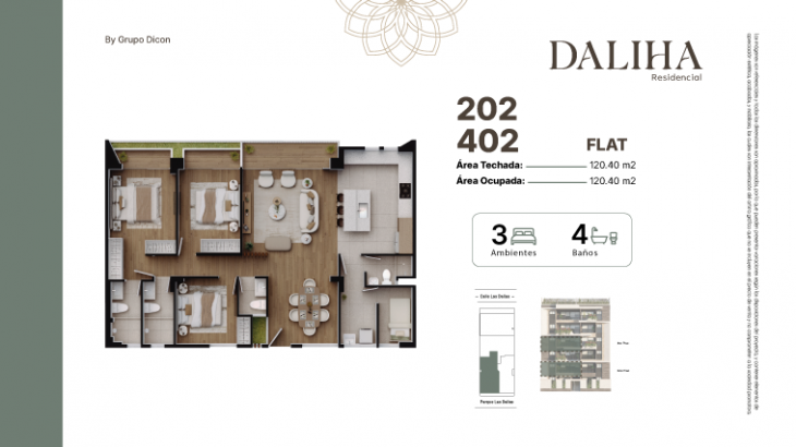 Plano del modelo E del proyecto DALIHA en Santiago De Surco