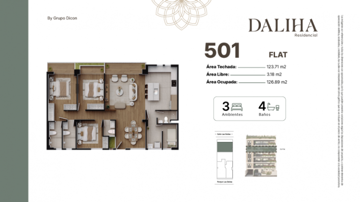 Plano del modelo I del proyecto DALIHA en Santiago De Surco