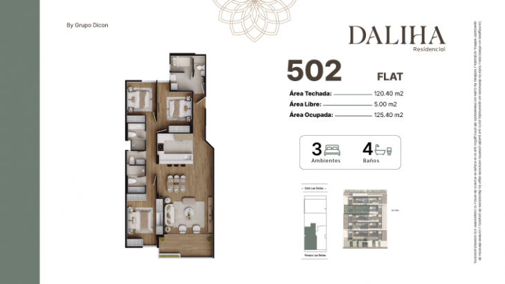 Plano del modelo F del proyecto DALIHA en Santiago De Surco