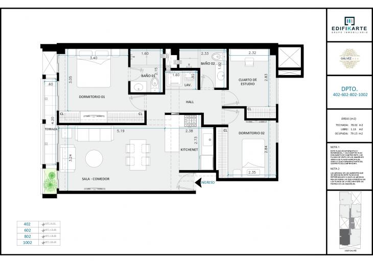 Plano del modelo X02 - A del proyecto JOSÉ GÁLVEZ 454 en Miraflores