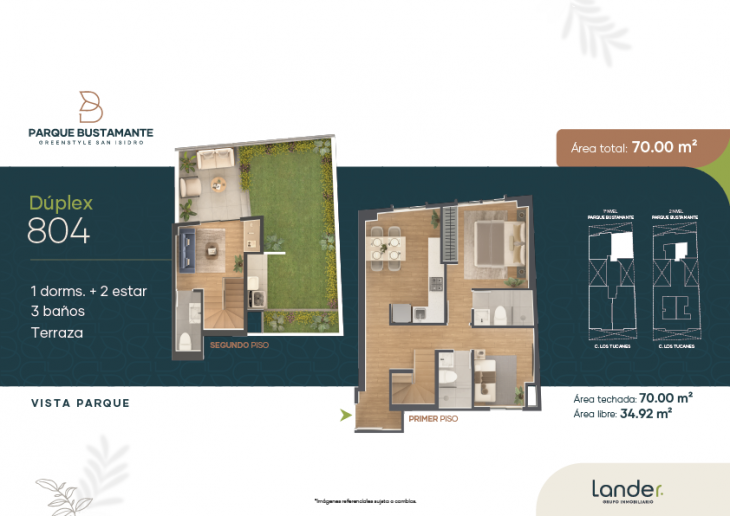 Plano del modelo X804 del proyecto Parque Bustamante en San Isidro