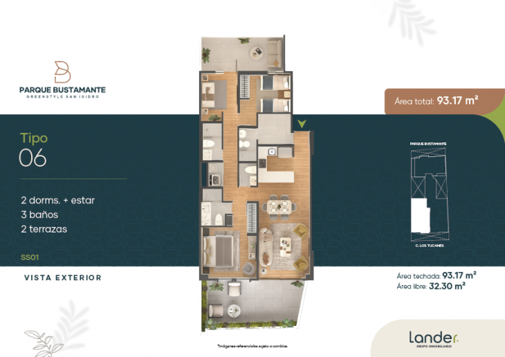 Plano del modelo XS01 del proyecto Parque Bustamante en San Isidro