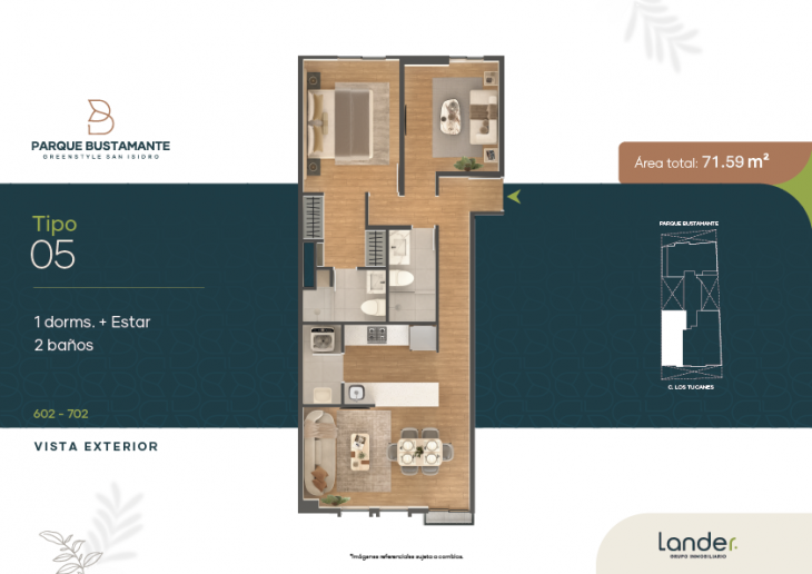 Plano del modelo X05 del proyecto Parque Bustamante en San Isidro