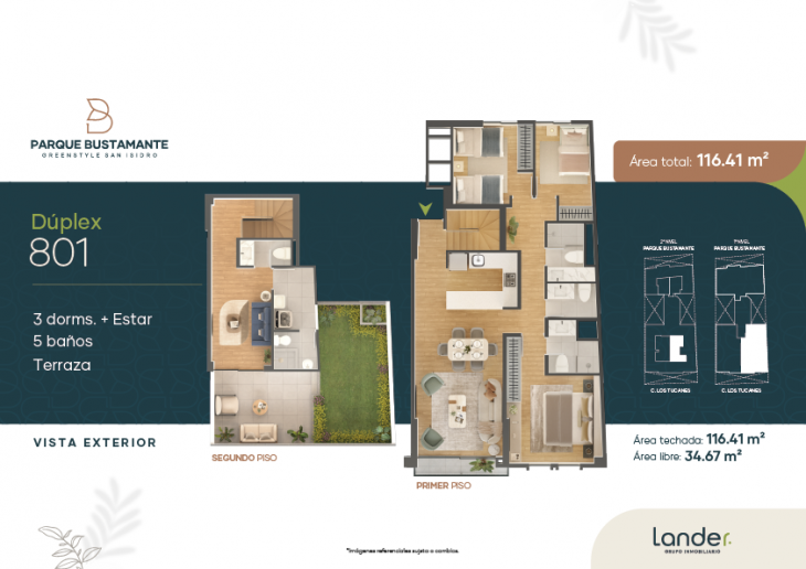 Plano del modelo X801 del proyecto Parque Bustamante en San Isidro