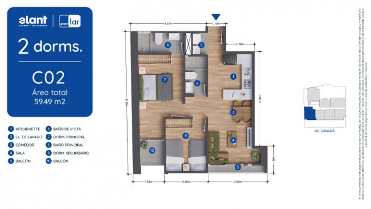 Plano del modelo C02 del proyecto Elant | Fase 3 en La Victoria
