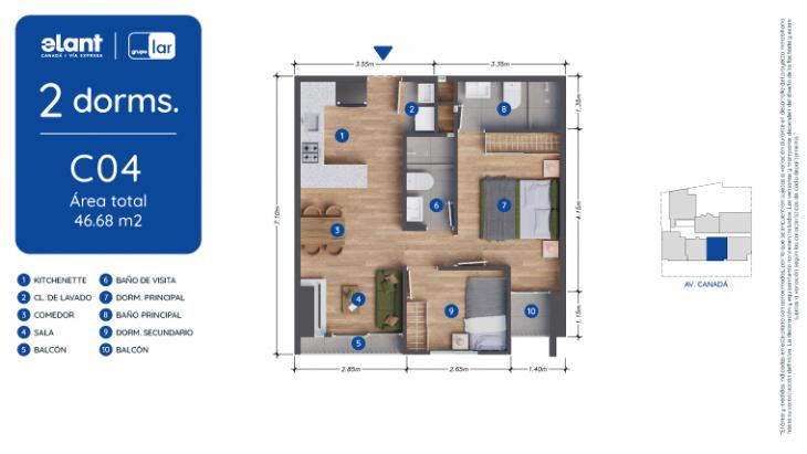 Plano del modelo C04 del proyecto Elant | Fase 3 en La Victoria
