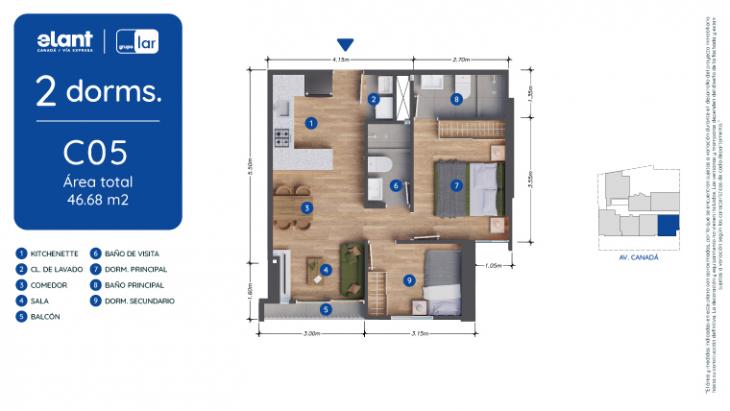 Plano del modelo C05 del proyecto Elant | Fase 3 en La Victoria