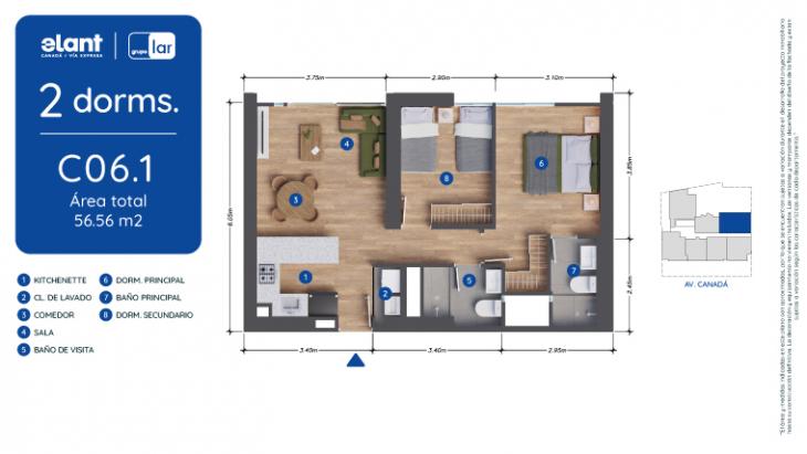 Plano del modelo C06.1 del proyecto Elant | Fase 3 en La Victoria
