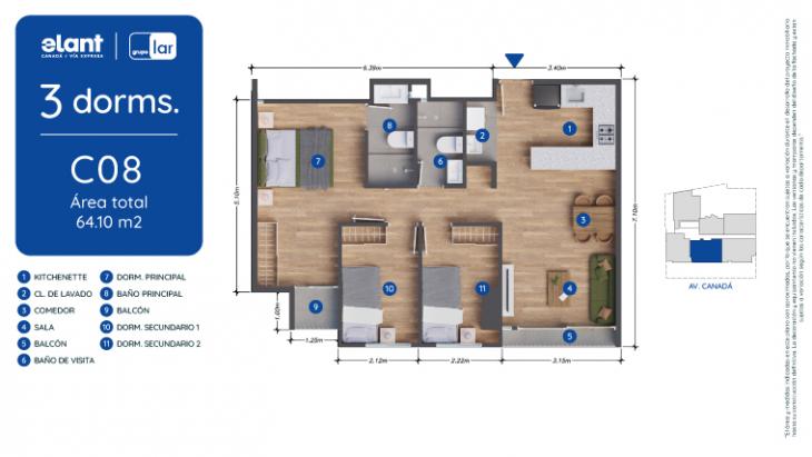 Plano del modelo C08 del proyecto Elant | Fase 3 en La Victoria