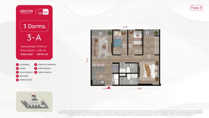 Plano del modelo 3-A del proyecto QANTUA | FASE 4 en Cercado De Lima