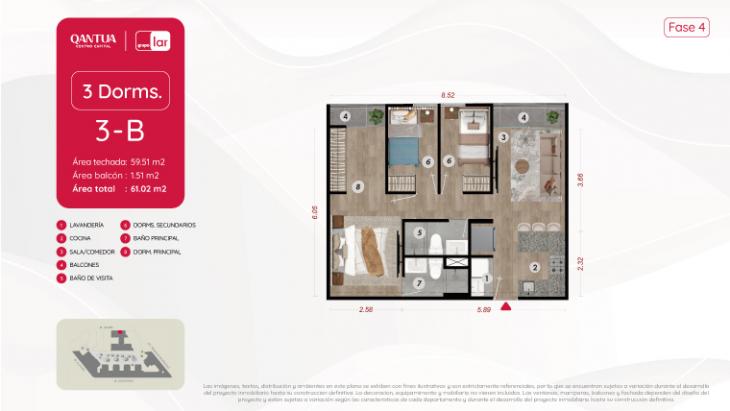 Plano del modelo 3-B del proyecto QANTUA | FASE 4 en Cercado De Lima