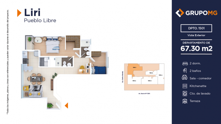 Plano del modelo 1 - I del proyecto LIRI - PUEBLO LIBRE en Pueblo Libre