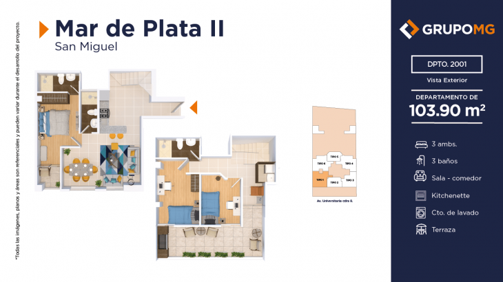 Plano del modelo 1 del proyecto MAR DE PLATA II - SAN MIGUEL en San Miguel