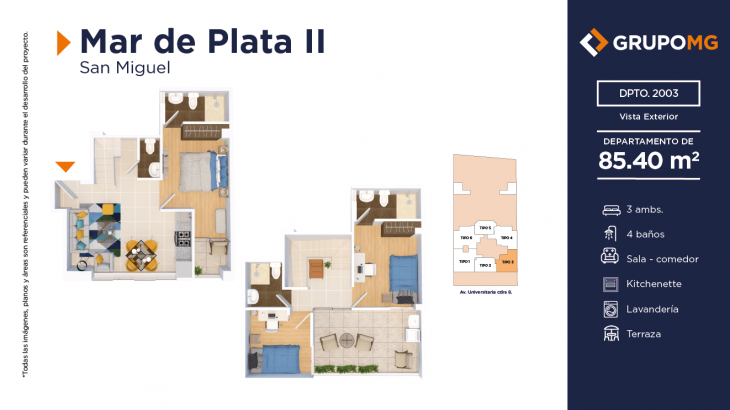 Plano del modelo 3 del proyecto MAR DE PLATA II - SAN MIGUEL en San Miguel