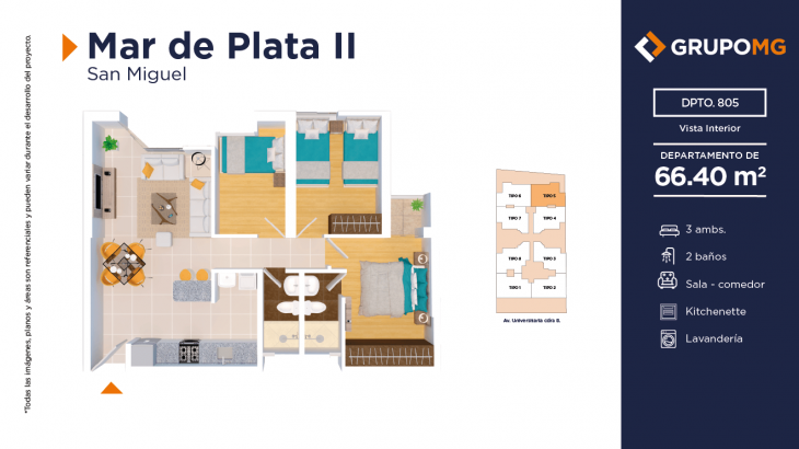 Plano del modelo 5 del proyecto MAR DE PLATA II - SAN MIGUEL en San Miguel